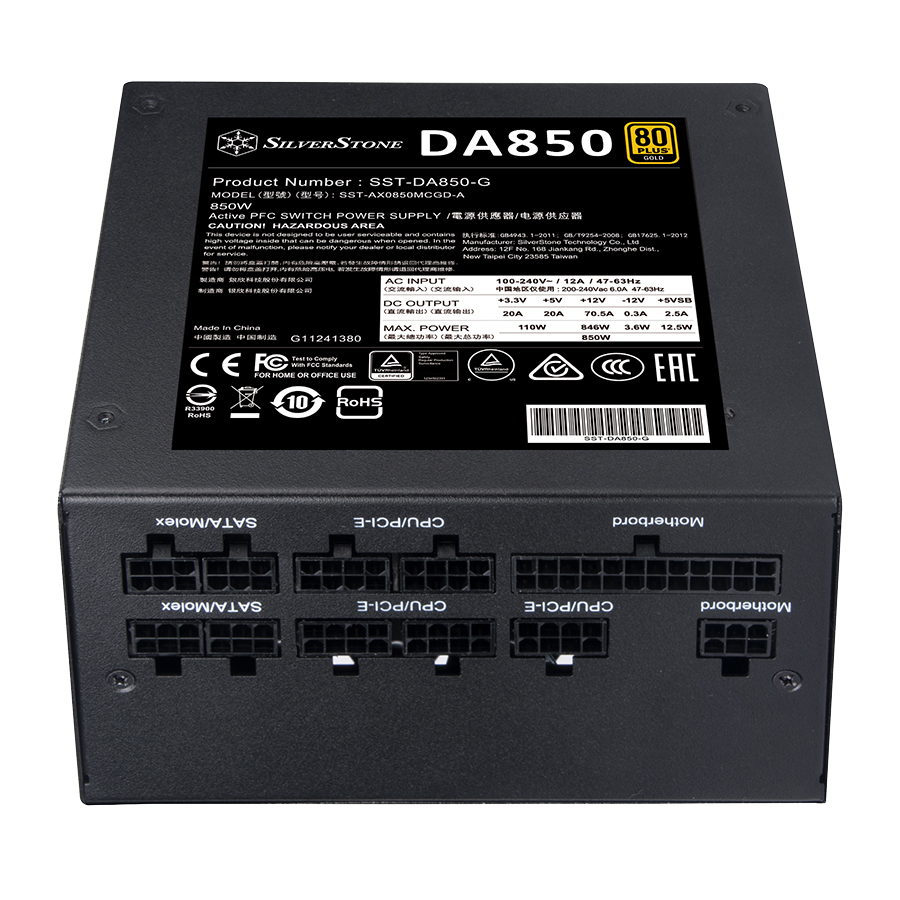 منبع تغذیه سیلوراستون DA850-G — نمای نزدیک 4